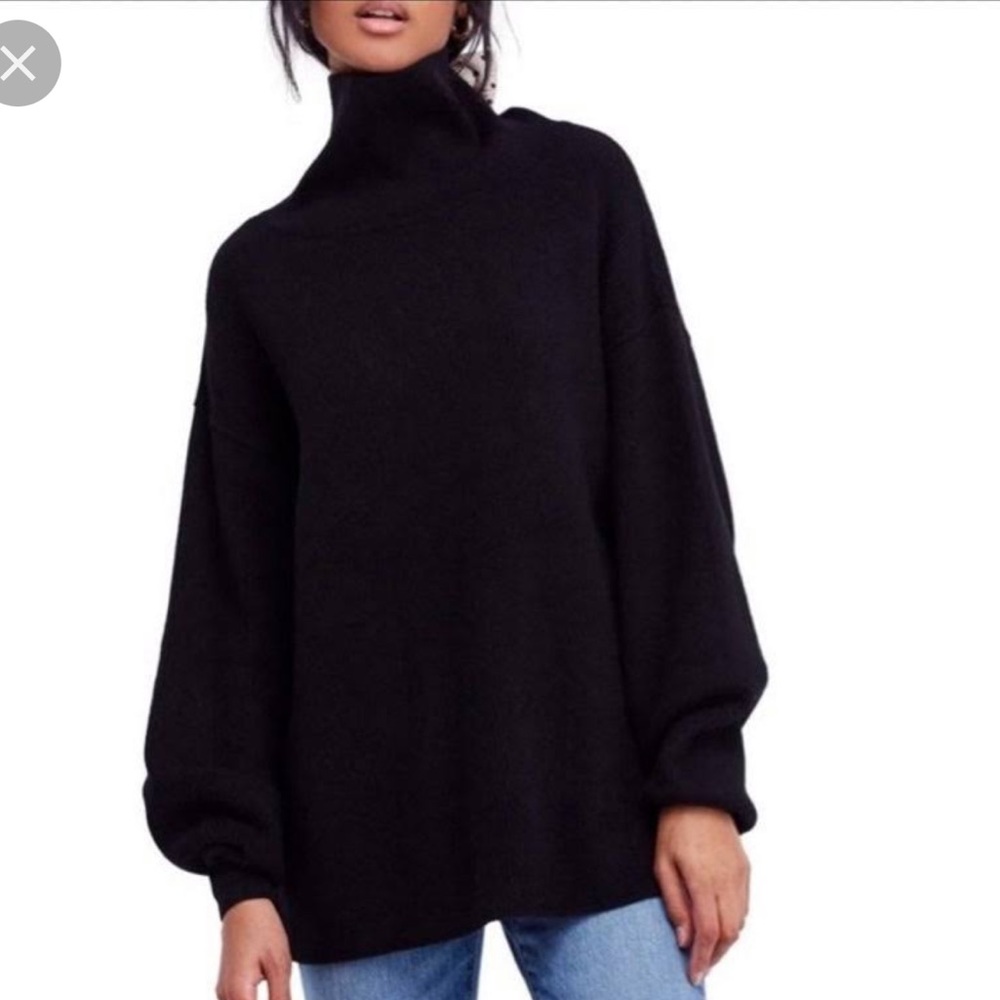 Free People Oversized Black Turtleneck Sweater size XS